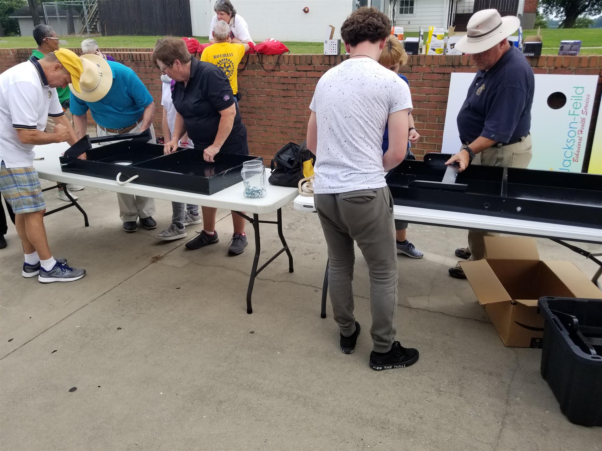 Chester Rotary Builds Cornhole Boards for Jackson Feild Youth Rotary